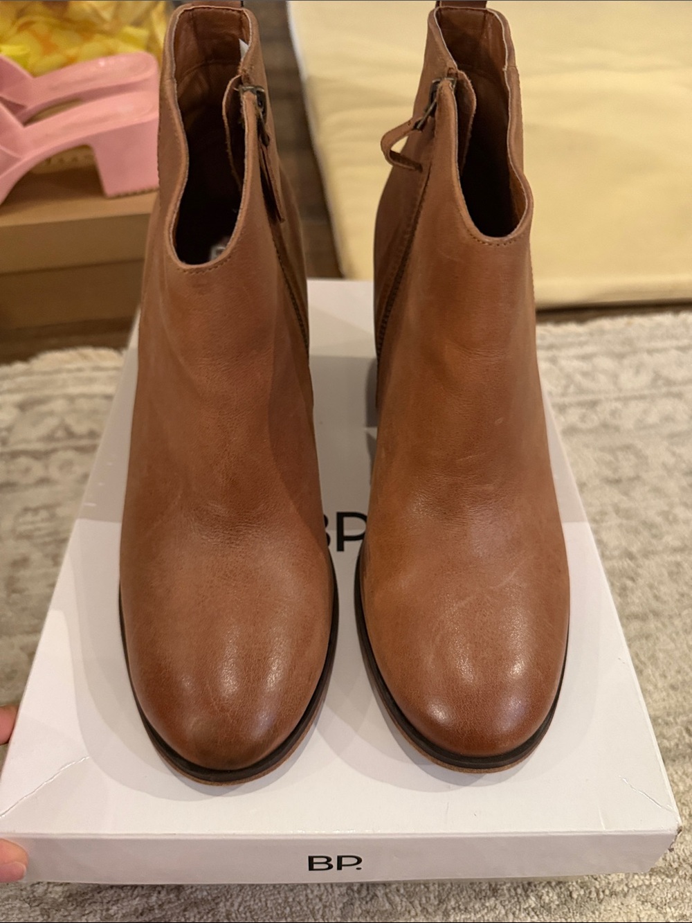 bp Women's Tan Leather Ankle Boots